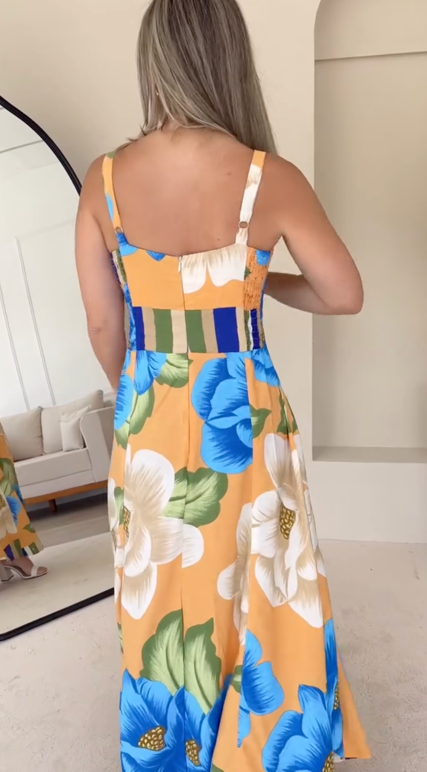 Vestido Nina Floral Laranja